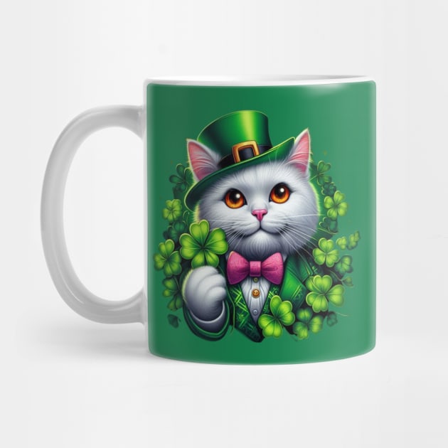 St. Patrick's Day Cat Irish Shamrock Cat Lucky Shamrock Cat Lover Patrick's Day Lucky Cat by Creatifly Graphic Tees